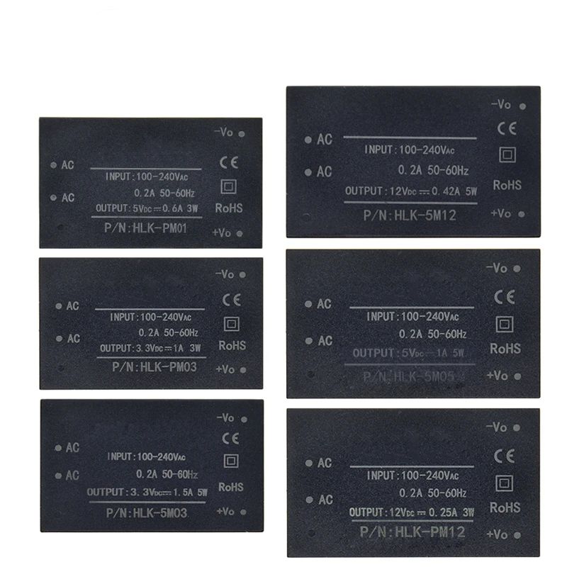 1/3PCS HLK-PM01 HLK-PM03 HLK-PM12 AC-DC 220V to 5V/3.3V/12V Mini Power Supply Module Intelligent Household Switch HLK-5M05
