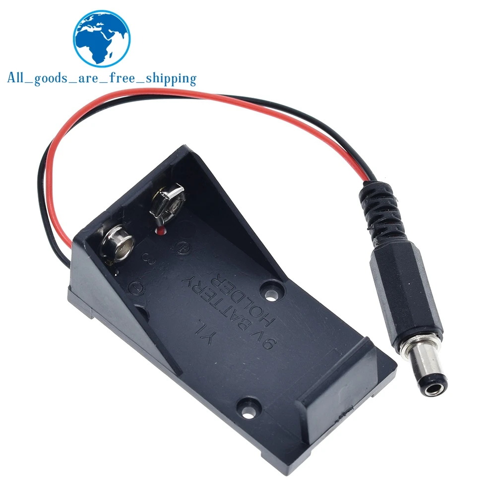 TZT 1/3PCS 9V Battery Holder Box Case Wire with Plug 5.5*2.1mm for Arduino AU