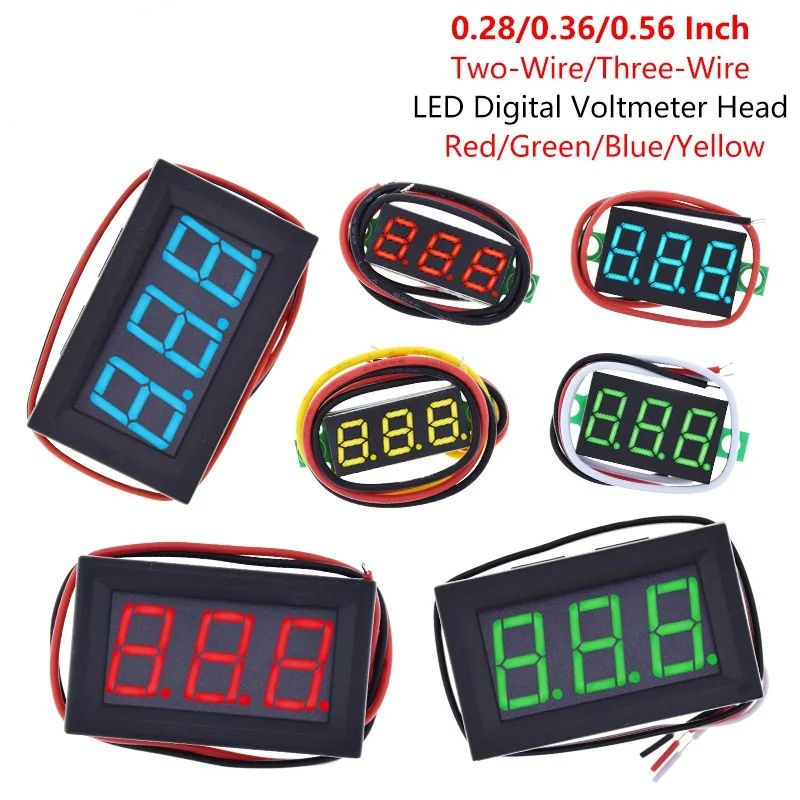 TZT Voltage Tester Module DC 4.5V To 30V 0.28/0.36/0.56 Inch Digital Voltage Meter Voltage Panel Meter Red/Blue/Green/Yellow