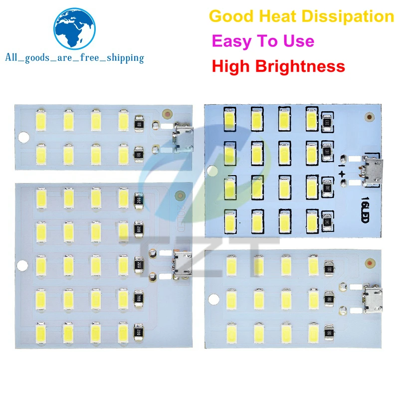 TZT 1/3PCS 5730 smd 5V 430mA~470mA White Mirco Usb 5730 LED lighting panel USB mobile light Emergency light night light