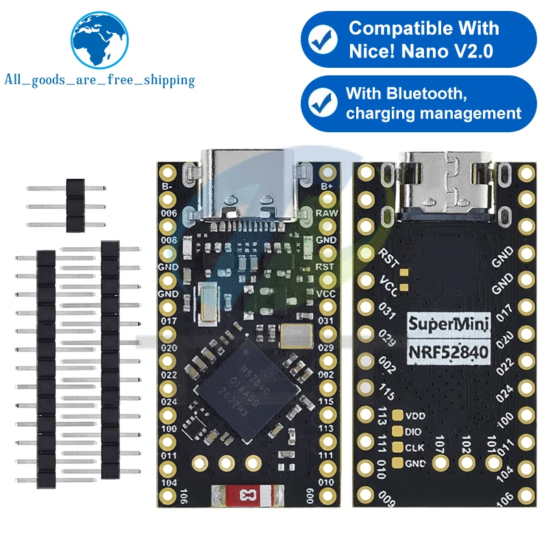 NRF52840 Development Board Compatible With Nice!Nano V2.0 Bluetooth Charging Management Pro Micro NRF52840