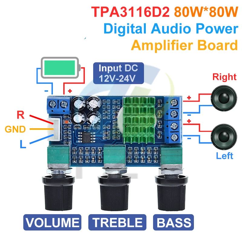 1/2PCS XH-M567 TPA3116 D2 Dual-channel Stereo High Power Digital Audio Power Amplifier Board Audio Power Amplifier Board 80W*2