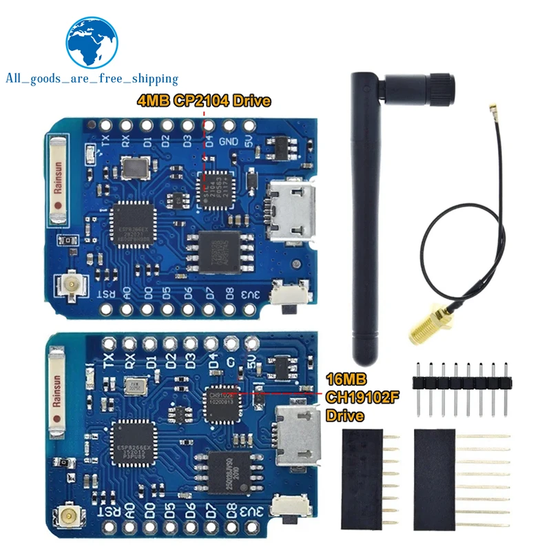 WEMOS D1 Mini Pro 4M 16M Bytes External Antenna Connector NodeMCU Based ESP8266 ESP-8266EX CP2104 WIFI Development Board Micro