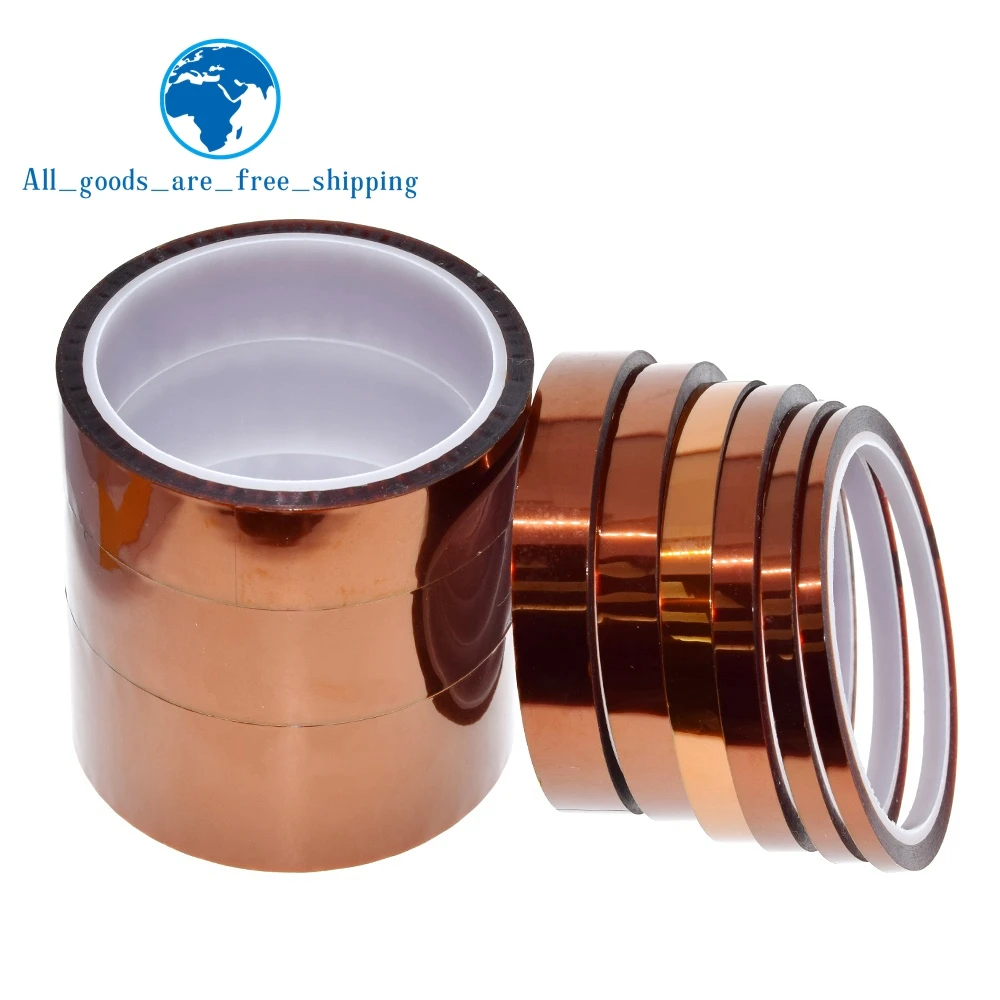 TZT 33meter x 5-40mm High Temperature Polyimide Tape Heat Resistant Insulation Polyimide Film Adhesive Tape 10mm