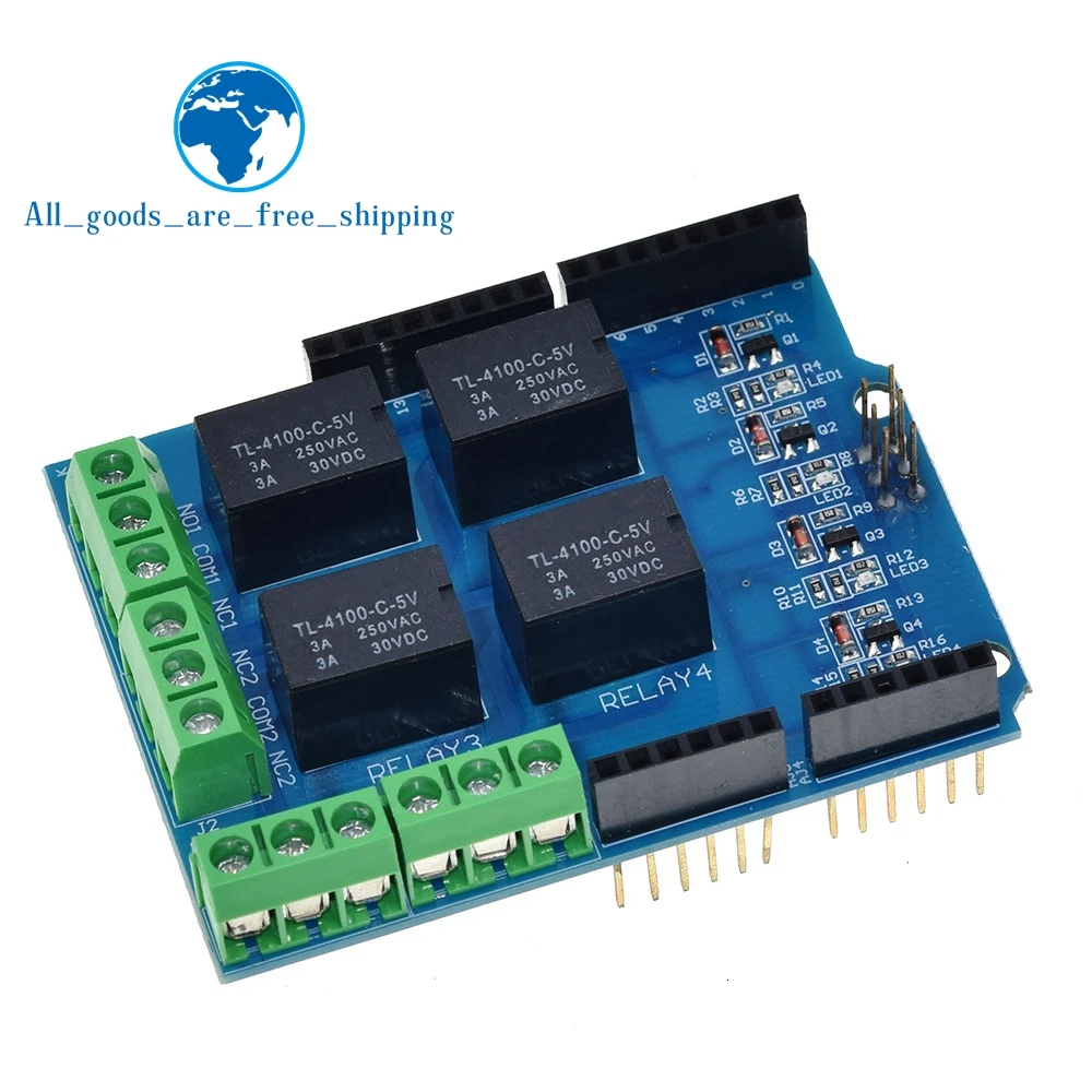 TZT 1/3PCS 4 channel 5v relay shield module, Four channel relay control board relay expansion board for arduino UNO R3 mega 2560