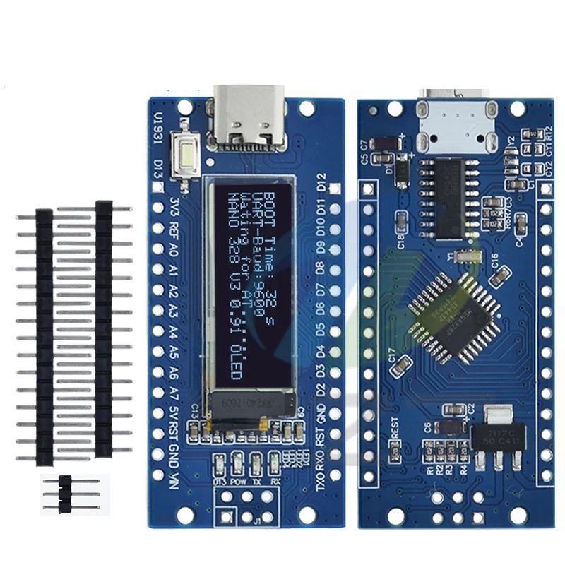 Nano V3.0 Atmega328P Ch340C Built-In 0.91″ Oled Display 128*32 Resolution Iic I2C Compatible for Arduino Nano V3.0