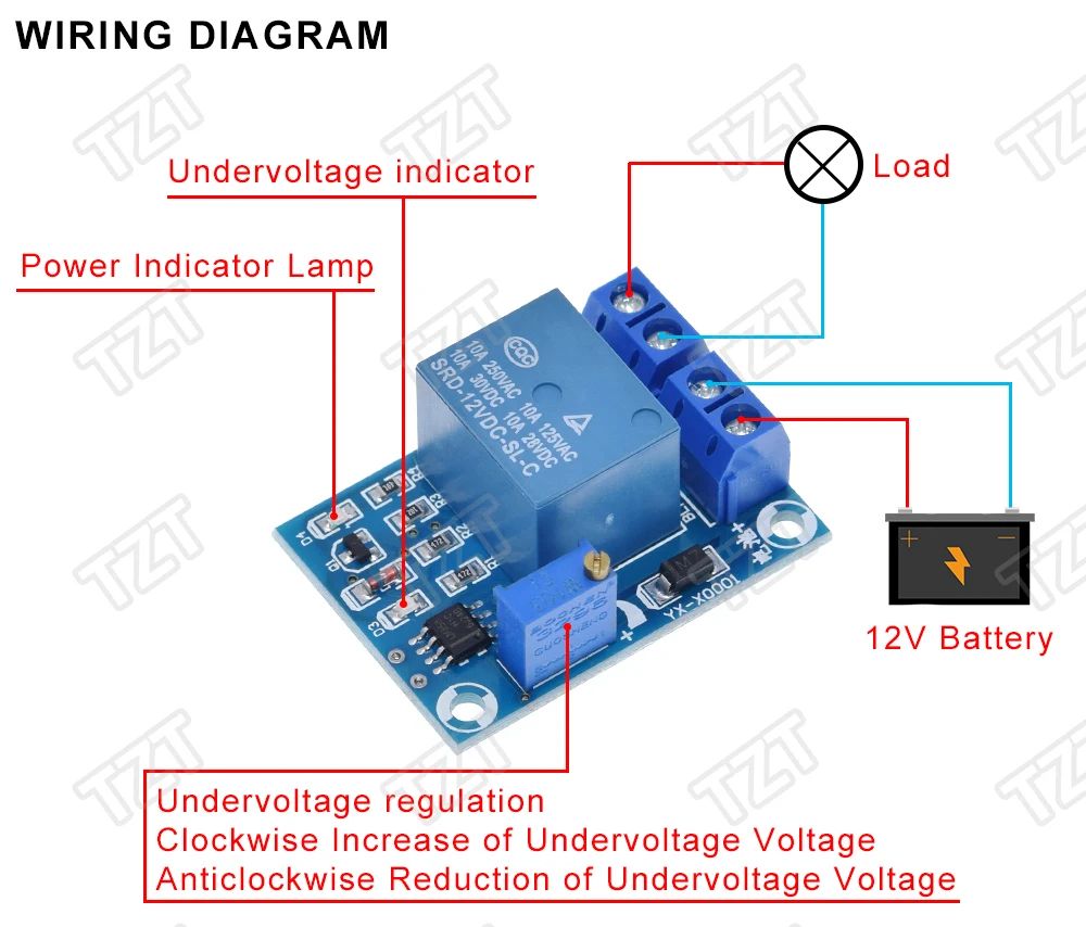 DC 12V Battery Undervoltage Low Voltage Cut off Automatic Switch Recovery Protection Module Charging Controller Protection Board