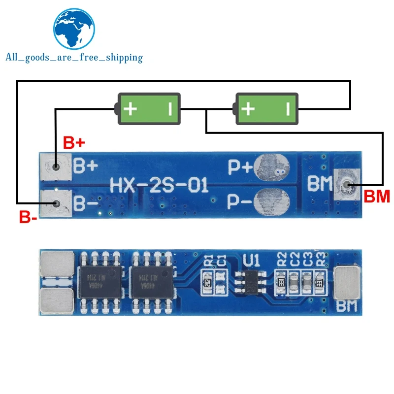 1/5pcs 2S 5A 18650 Lithium Battery Charging Protection Board Module Charger 7.4V 8.4V Pad Module High Current Protect