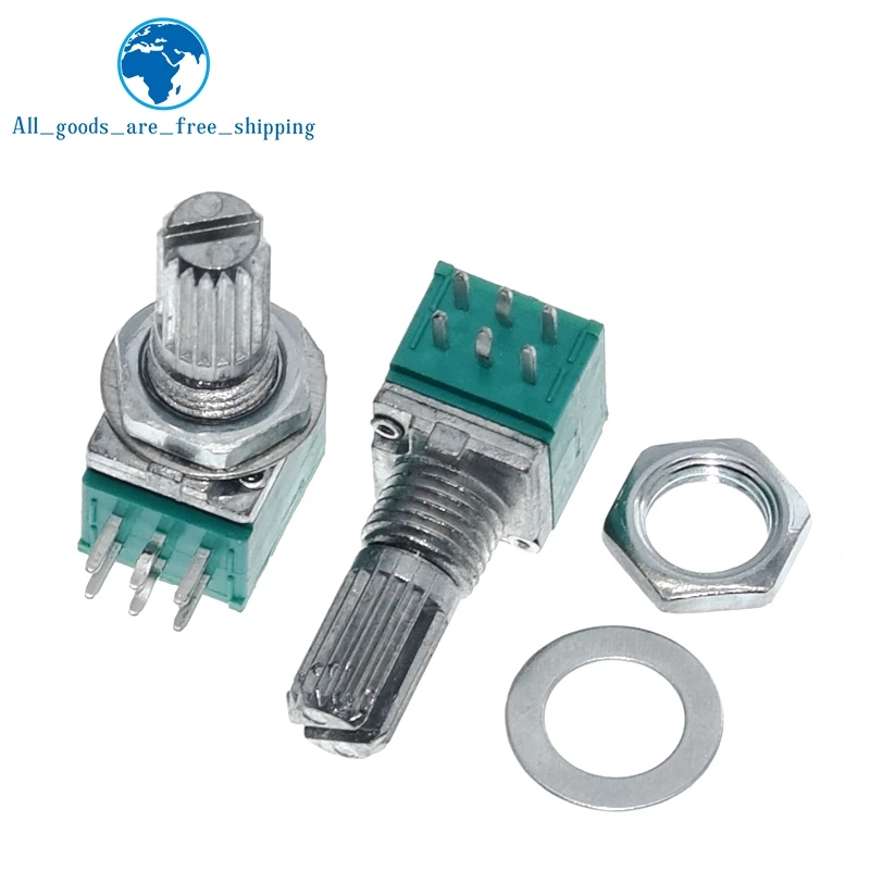 TZT 1/5/10pcs/lot RK097G 6Pin 5K 10K 20K 50K 100K B5K with a switch audio shaft 15mm amplifier sealing potentiometer