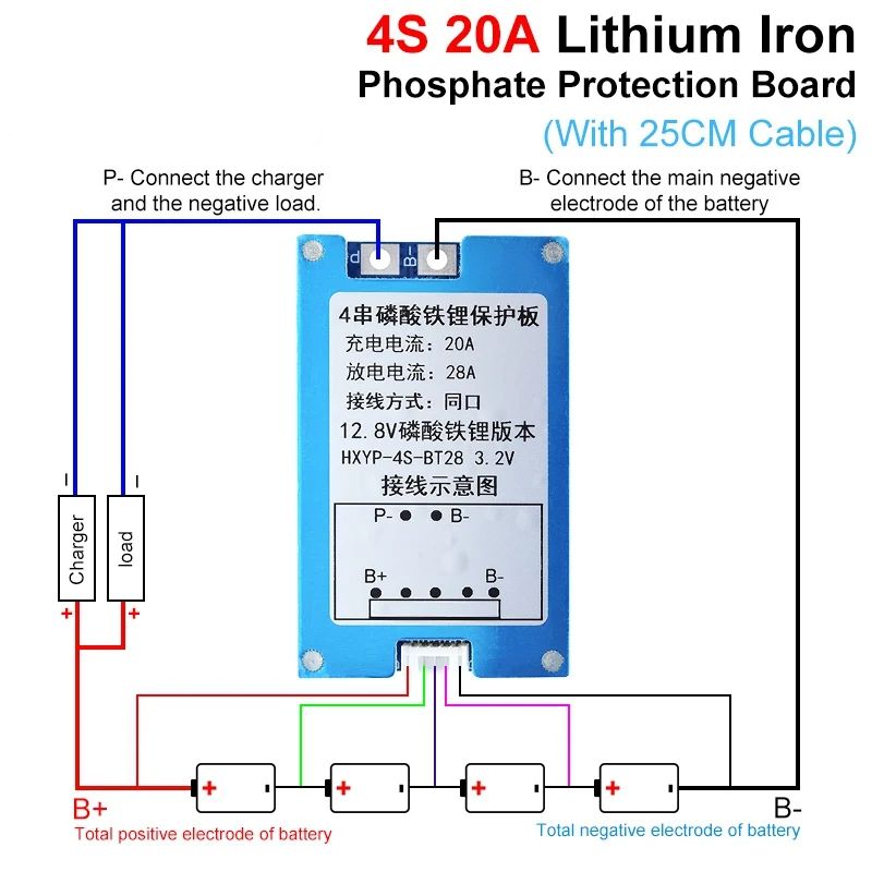 TZT 1/3PCS BMS 4S 12.8V 14.4V 28A Lifepo4 Battery Charging Board Short Circuit Protection With Balance / Temperature Protection