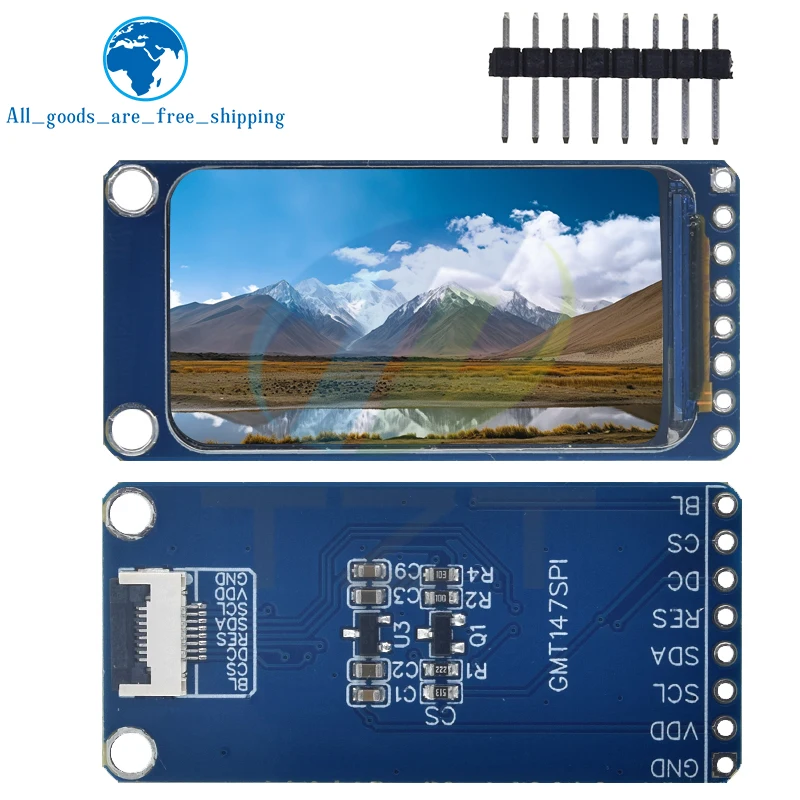 TZT 1.47″ 1.47 Inch 172x320 SPI Full Color TFT HD IPS Screen LCD LED Display Module 172*320 ST7789 Controller 3.3V SPI Interface