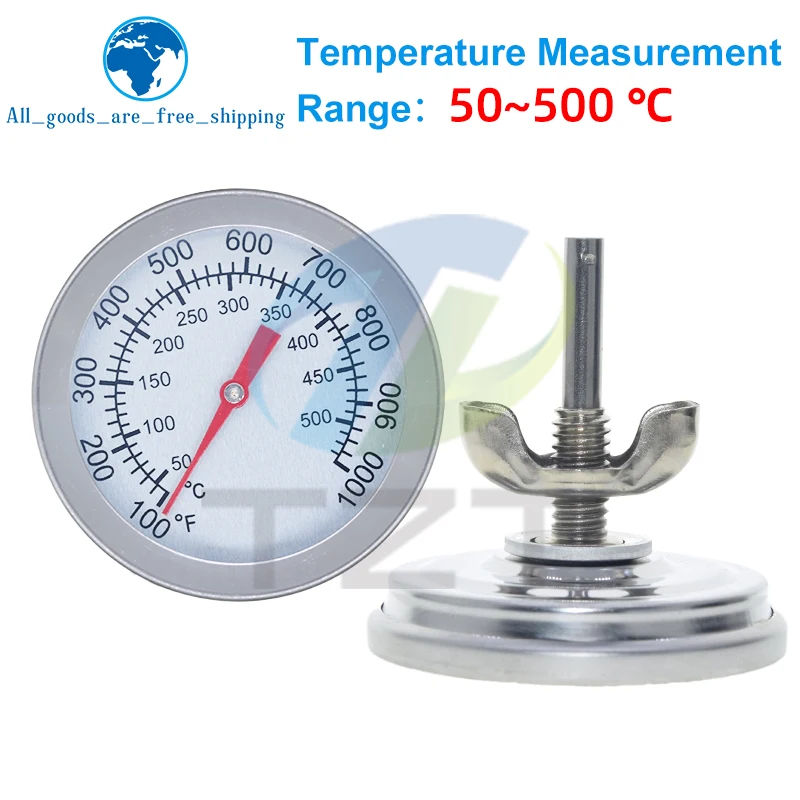 52mm 0-120 Degrees Celsius Pizza Oven Thermometer Stainless Steel Outdoor Indoor Grill Barbecue Stove Thermograph Food Cooking