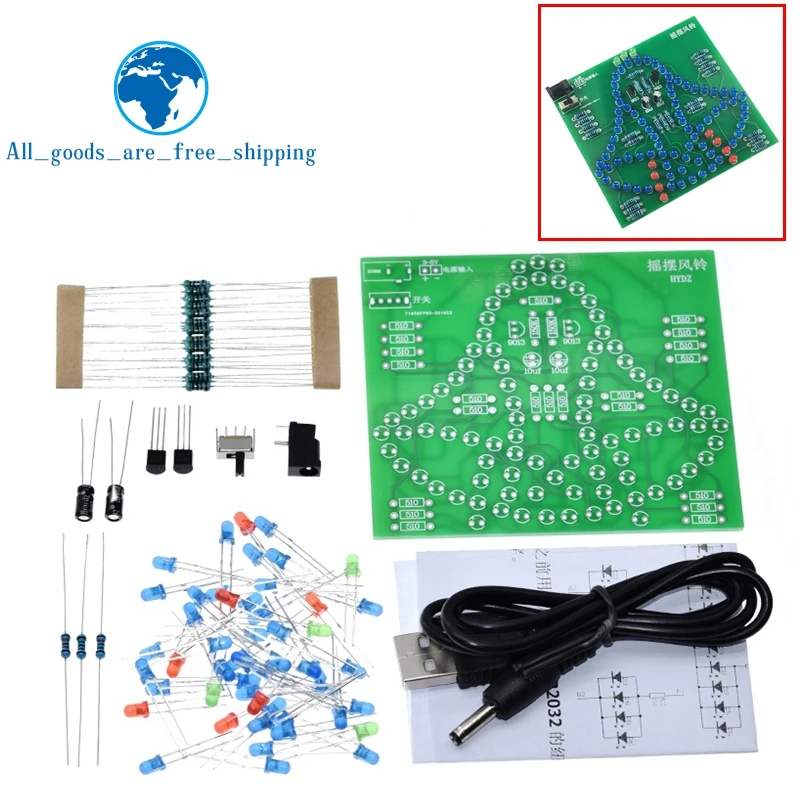 TZT Laboratory Swing bells Wobbly Windbell Fun DIY Kit Wring 95 LEDs Wind bell 5V 9V