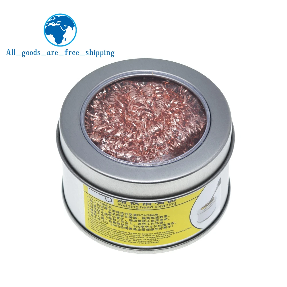 TZT Cleaning Ball Desoldering Soldering Iron Mesh Filter Cleaning Nozzle Tip Copper Wire Cleaner Ball Metal Dross Box Clean Ball