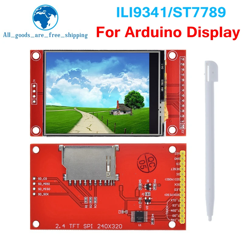 TZT 2.4″ 240x320 SPI TFT LCD Serial Port Module+5V/3.3V PBC Adapter Micro SD ILI9341 / ST7789 White LED (With Touch) For Arduino