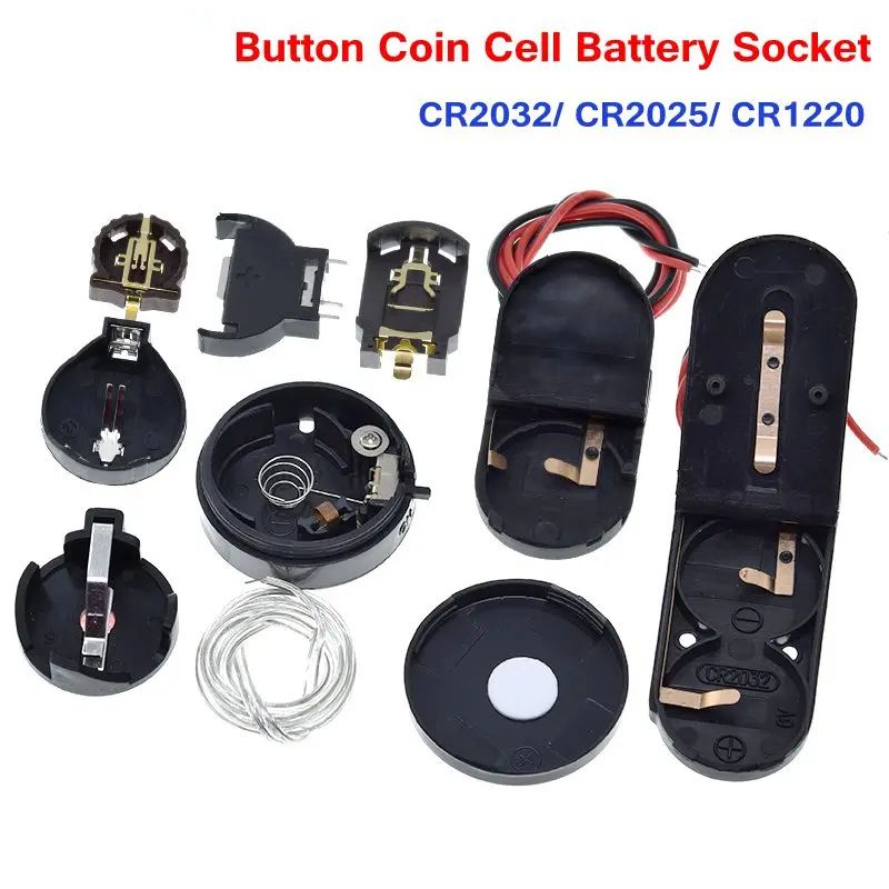 TZT CR2032 CR2025 CR1220 Button Coin Cell Battery Socket Holder Case Cover With ON-OFF Switch 3V 6V Battery Storage Box