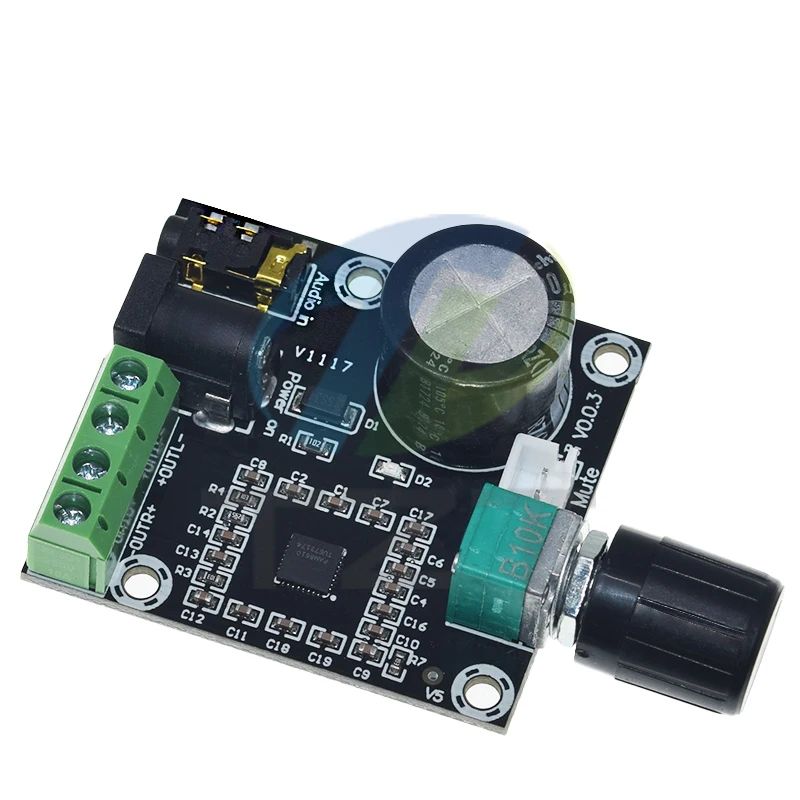 TZT 1/3PCS Super Slim 2 x 15W PAM8610 Class D Digital Dual Power Audio Amplifier Board 12V black