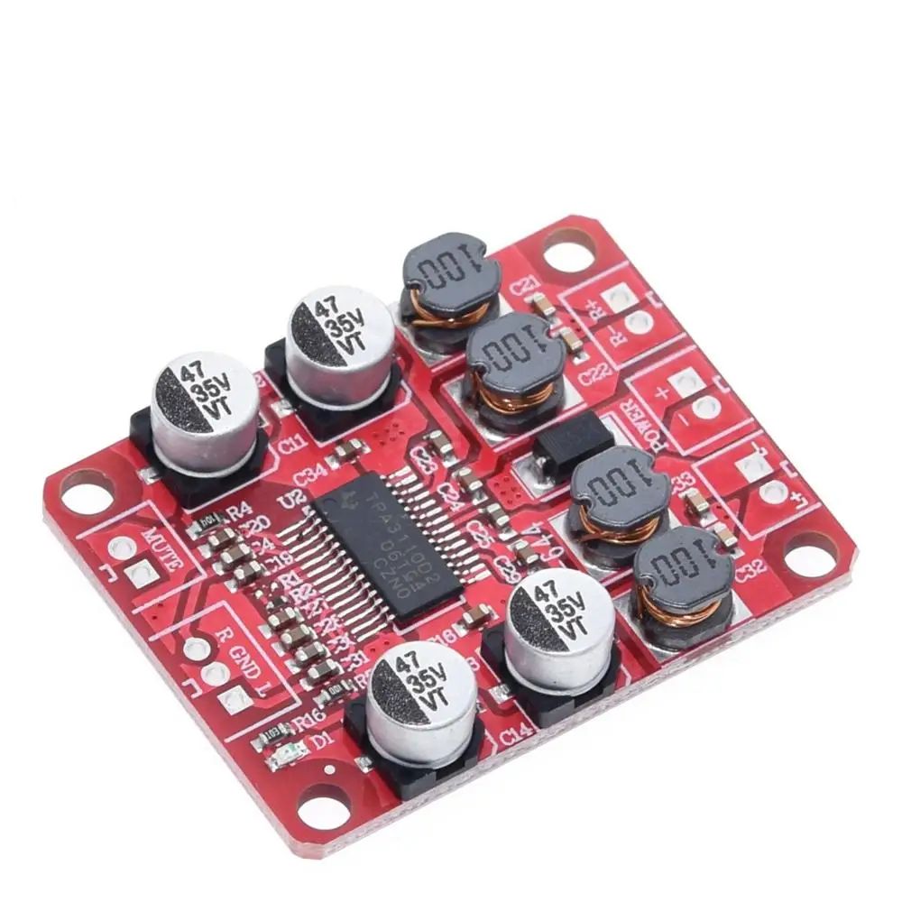 TZT 1/3PCS TPA3110 Digital Power Amplifier Module 2x15W Dual Channel Stereo DIY Speaker Amplifier DC 12V Red