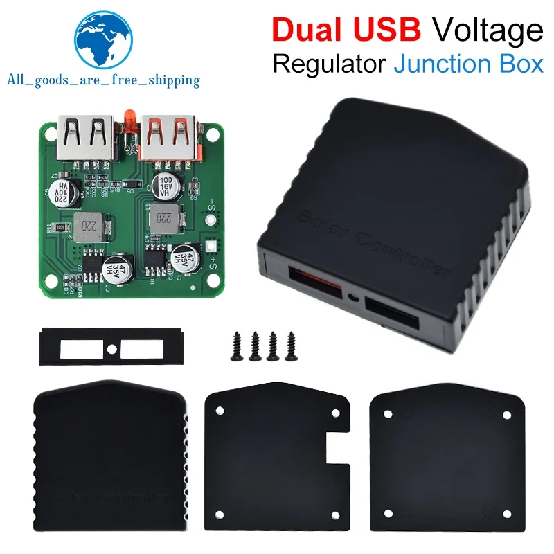 TZT Dual USB 5-18V To 5V 9V 12V 2A/3A PD Fast Charge Solar Panel Power Bank Charge Voltage Controller Regulator With LED