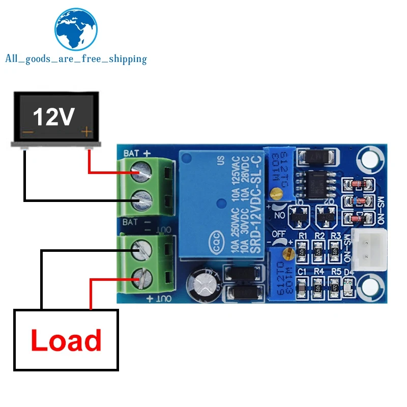 Charging Controller Switch Module 12V Battery Low Voltage Cut off Automatic Switch Recovery Protection Board Module Undervoltage