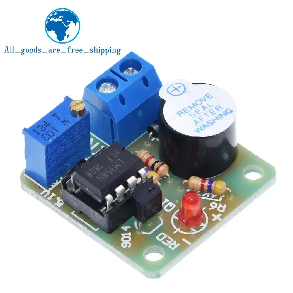 TZT 1/3PCS LM358 Accumulator Sound Light Alarm Module 12V Buzzer Prevent Over Discharge Controller Module