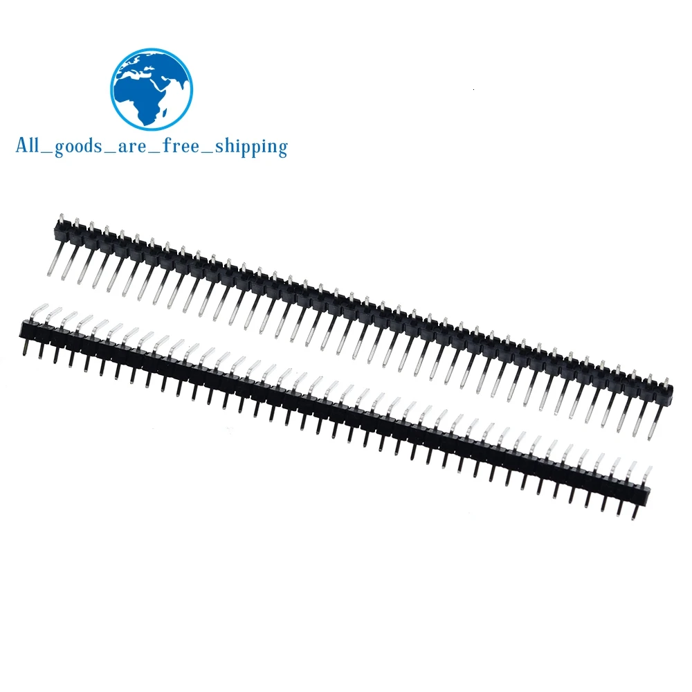 TZT 10/30pcs Single Row Male 2.54mm 40 Pin 1x40 Breakable Pin Header Right Angle Connector Strip bending