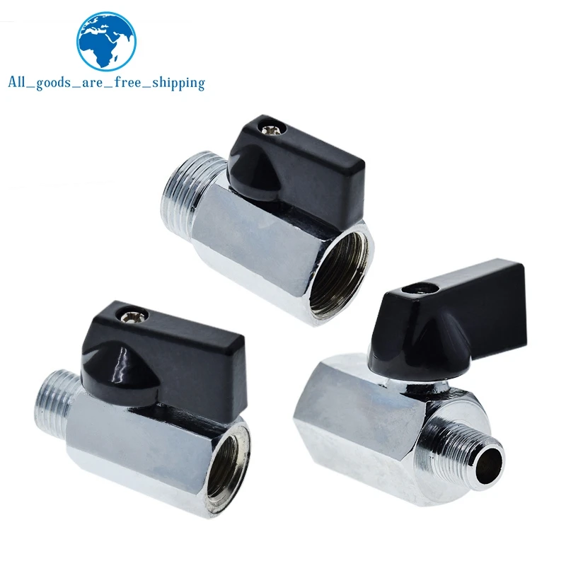 TZT 1PCS Mini Brass Ball Valve 1/2, 1/4″, 1/8″ BSP Male To Female Air Compressor Water Gas Oil Shut Off Valve