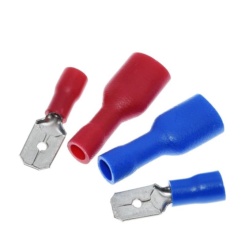 TZT 50/100pairs 6.3mm 16-14AWG Female Male Connector Insulated Crimp Blue Red Terminal-block FDFD2-250 MDD2-250