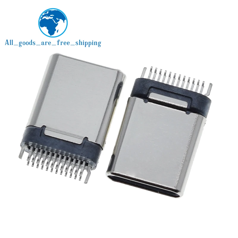 TZT 10/30PCS TZT USB 3.1 Type-C SMT 24P 30V 2A Micro USB Connectors Male Port Jack Tail Plug Socket Electric Terminals