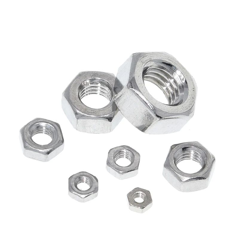 TZT 10/50pcs/lot 304 Stainless Steel Hex Hexagon Nut Metric thread DIN934 M2 M2.5 M3 M4 M5 M6 M8