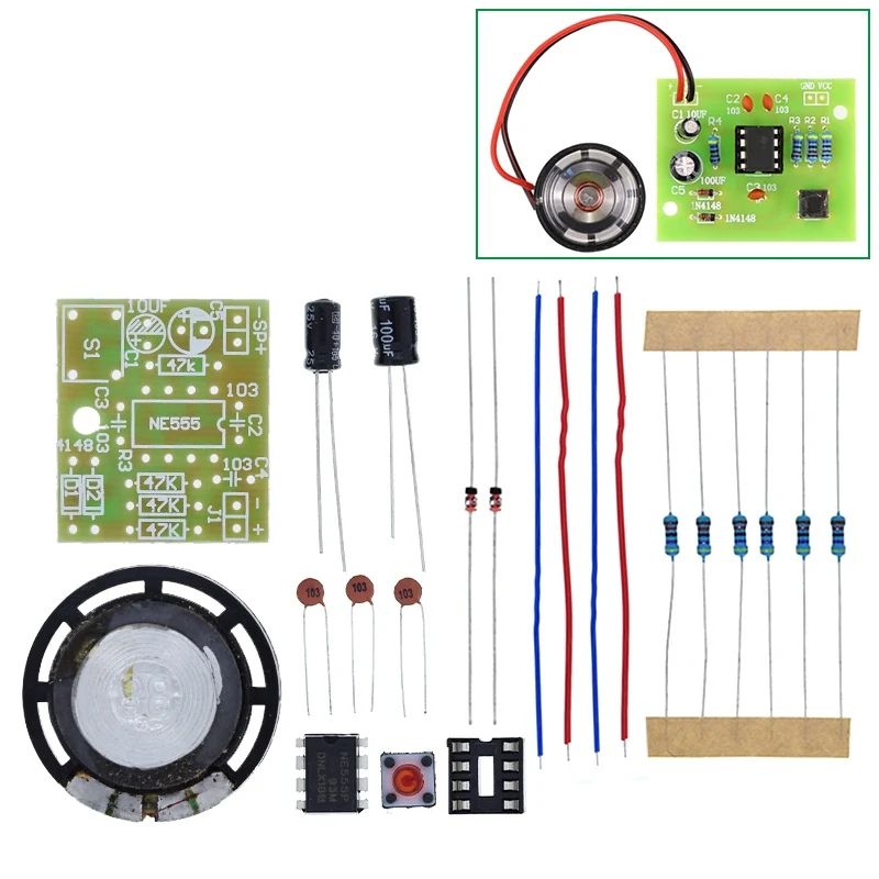 TZT 1/3PCS NE555 Doorbell Suite Electronic Production Doorbell Suite DIY Kit Ding Dong Doorbell