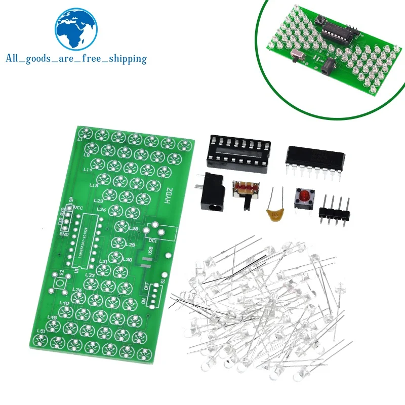 TZT 1/3PCS 5V Electronic Hourglass DIY Kit Funny Electric Production Kits With LED Lamps Double Board 84*40mm