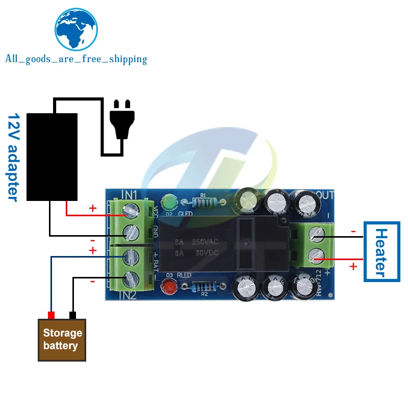 TZT 1/3PCS 12V 150W 12A Backup Battery Switching Module High Power Board Automatic Switching Battery Power XH-M350