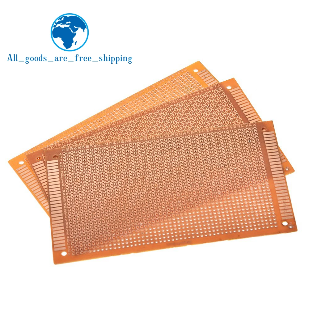 TZT 1/5PCS 9x15 9*15cm Single Side Prototype Board Universal Board Bakelite Copper Plate Circuirt Board yellow