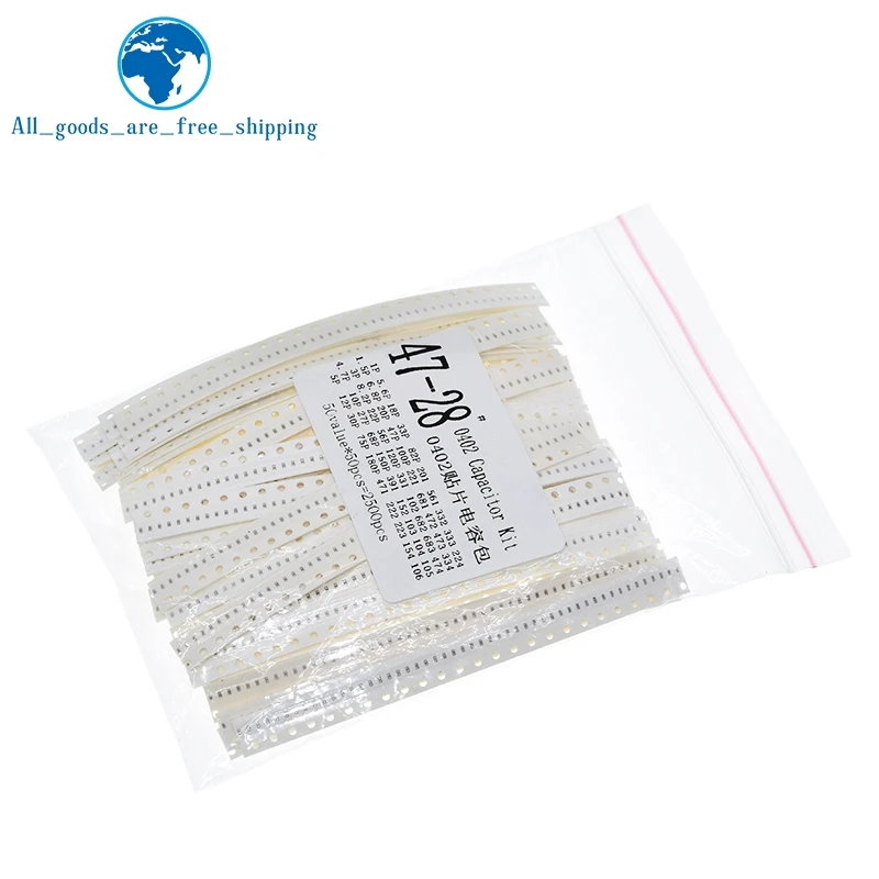 TZT 50values*50pcs=2500pcs 0402 Capacitors kit 0402 Capacitors Assorted Kit 1pF~10uF