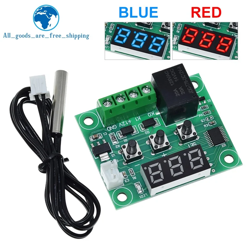 1/3PCS W1209 DC 12V Red/Blue Heat Cool Temp Thermostat Temperature Control Switch Temperature XH-W1209