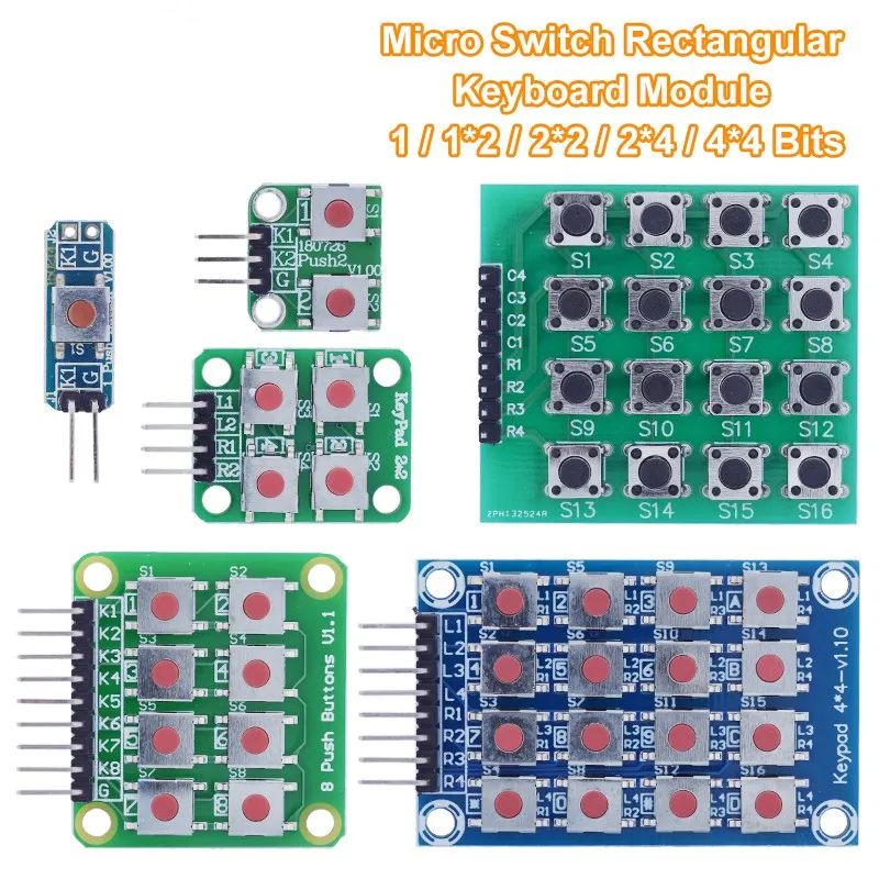 1/3PCS Micro Switch 1*2/2*2/2*4/4*4 Matrix Keyboard TZT 8-bit Button Independent Button MCU External Expansion Keyboard Module