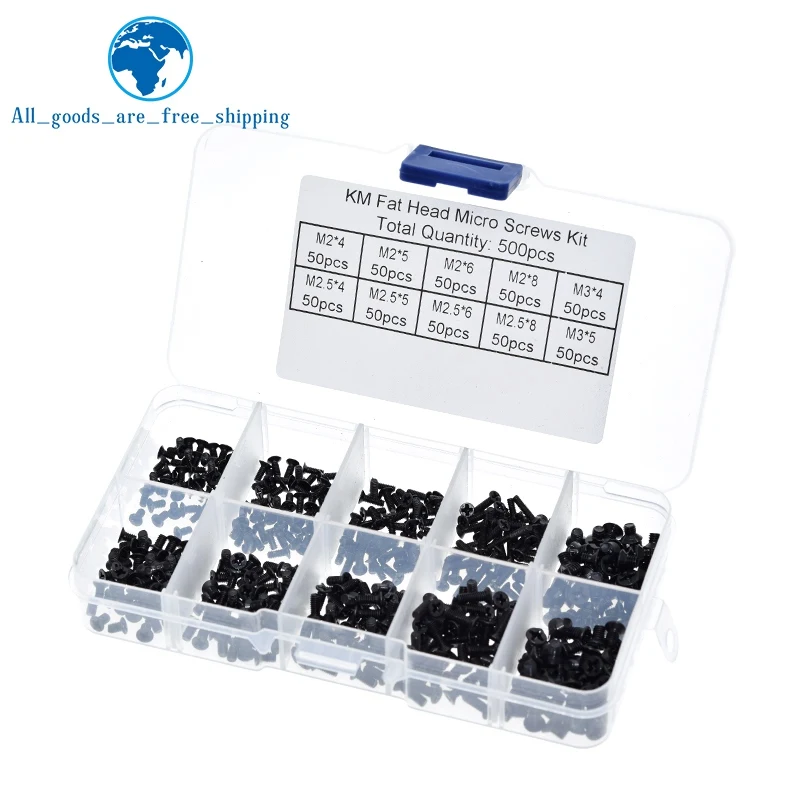1BOX= 500Pcs M2 M2.5 M3 KM Screw Flat Head Phillips Screws Laptop Notebook Screws Set Kit for TZT computer small screw