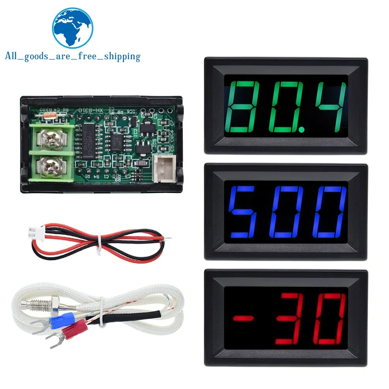 TZT Industrial High Temperature K-Type M6 Thermocouple Thermometer 12V Digital temperature meter tester -30~800 Degree