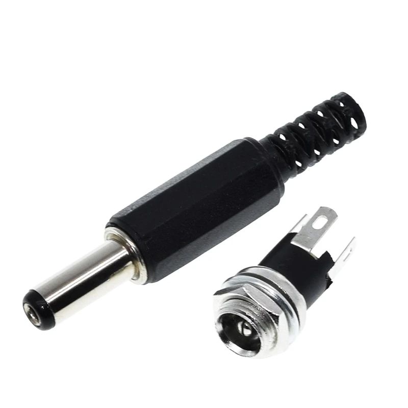 5.5mm x 2.1mm 5.5x2.1 DC Power Supply Plug Connector + TZT Female Metal Panel Mount Socket Jack Plug DC Connectors Adapte