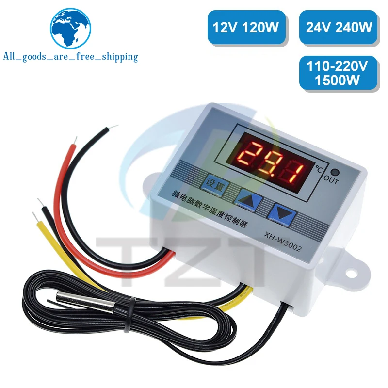 1/3PCS W3002 110V 220V LED Digital Temperature Controller Thermostat Thermoregulator Sensor Meter Fridge Water Heating Cooling