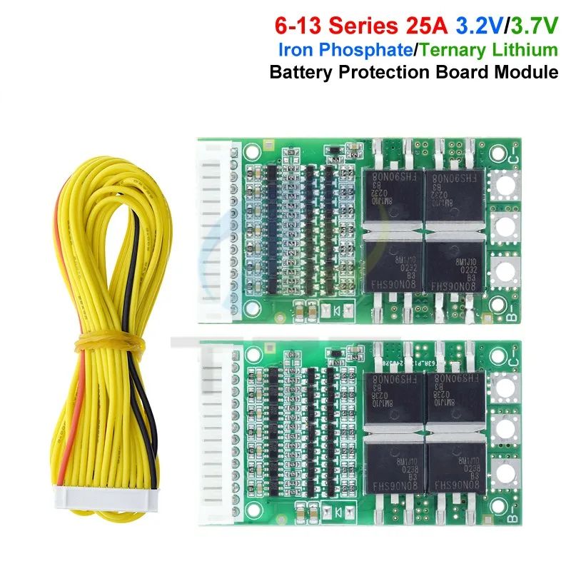 Bms 6S 7S 8S 9S 10S 11S 12S 13S 3.2V 3.7V 25A Adjustable BMS Lithium Li-ion 18650 Battery Protection System Board Module