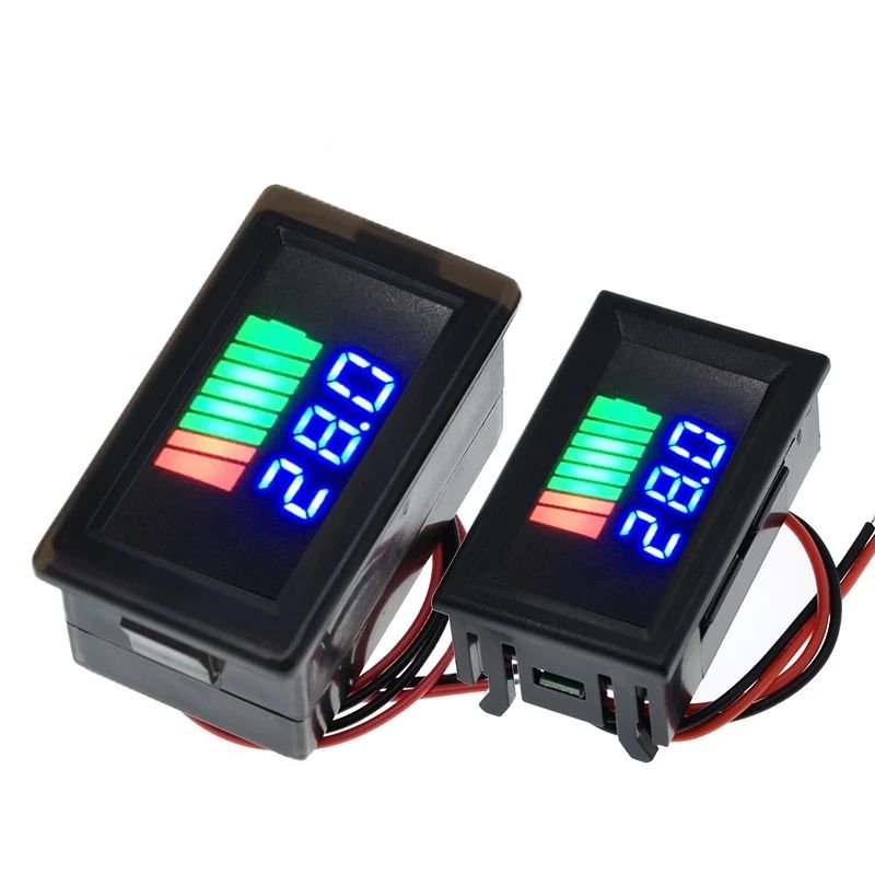 Car Battery Charge Level Indicator TZT 12V-60V Lithium Battery Capacity Meter Tester Blue Display Tester Voltmeter Waterproof