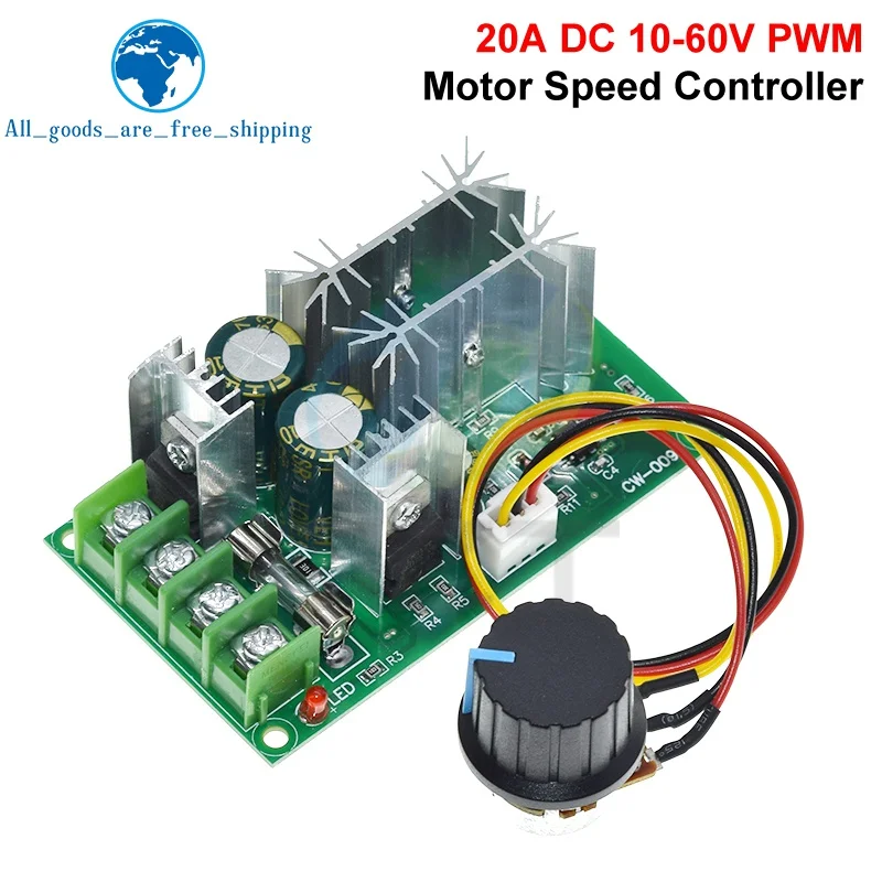 DC 10-60V Motor Speed Control Regulator TZT PWM Motor Speed Controller Switch 20A Current Regulator High Power Drive Module