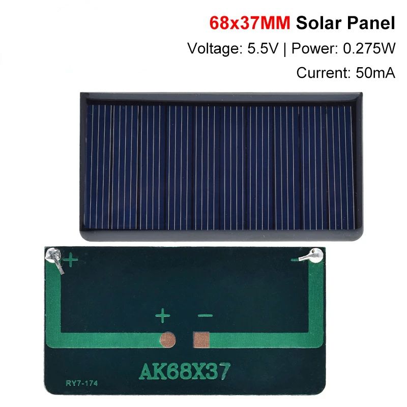 5.5V 50mA 0.275W Solar Panels Polycrystalline TZT 68x37mm Mini Sunpower Solar Cells DIY Photovoltaic Panel for Battery Charger