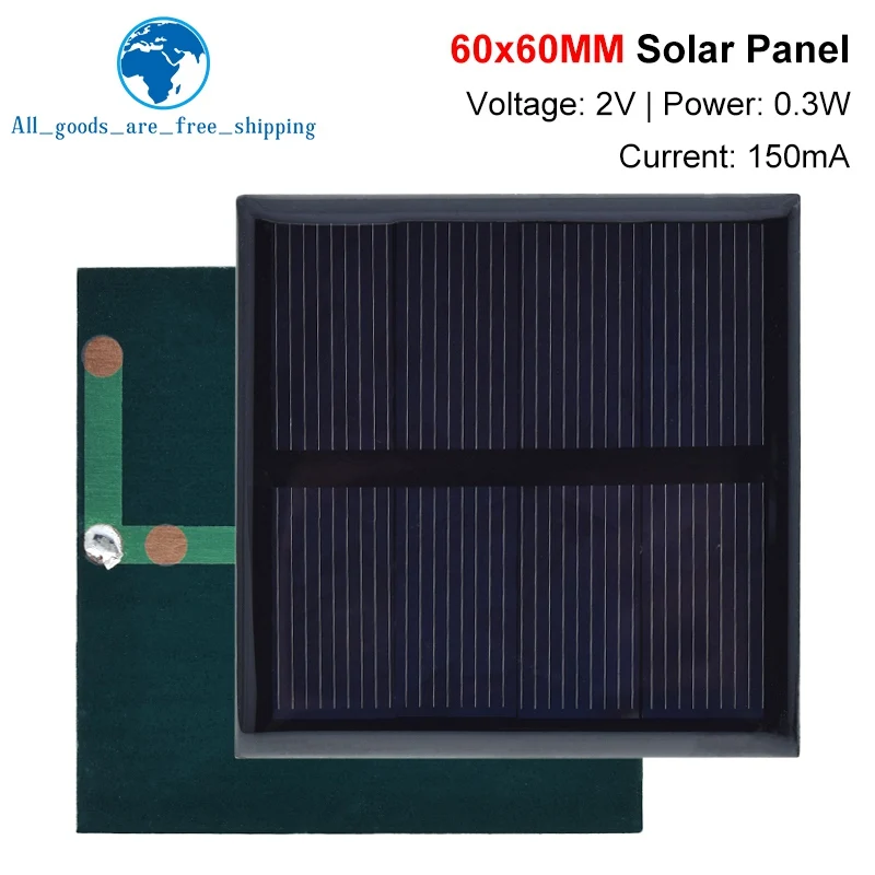 1/5pcs Solar Cell 2V 150mA 0.3W 60*60MM Solar System DIY For TZT Battery Cell Phone Charge Polycrystalline Solar Panel