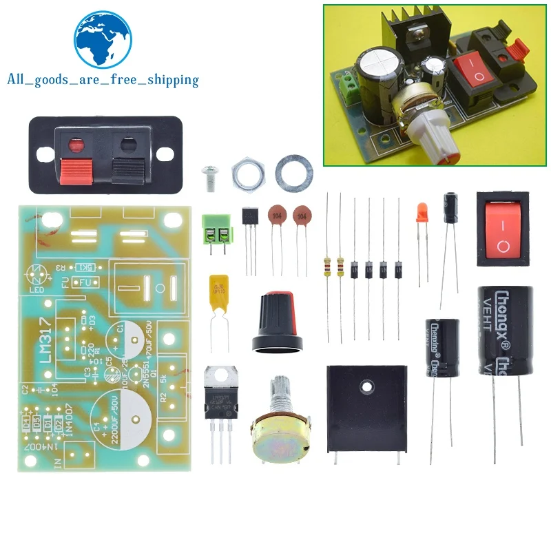 1/3pcs LM317 Adjustable Power Supply Kit Continuous Adjustable DC Power Supply DIY TZT Teaching Training Parts
