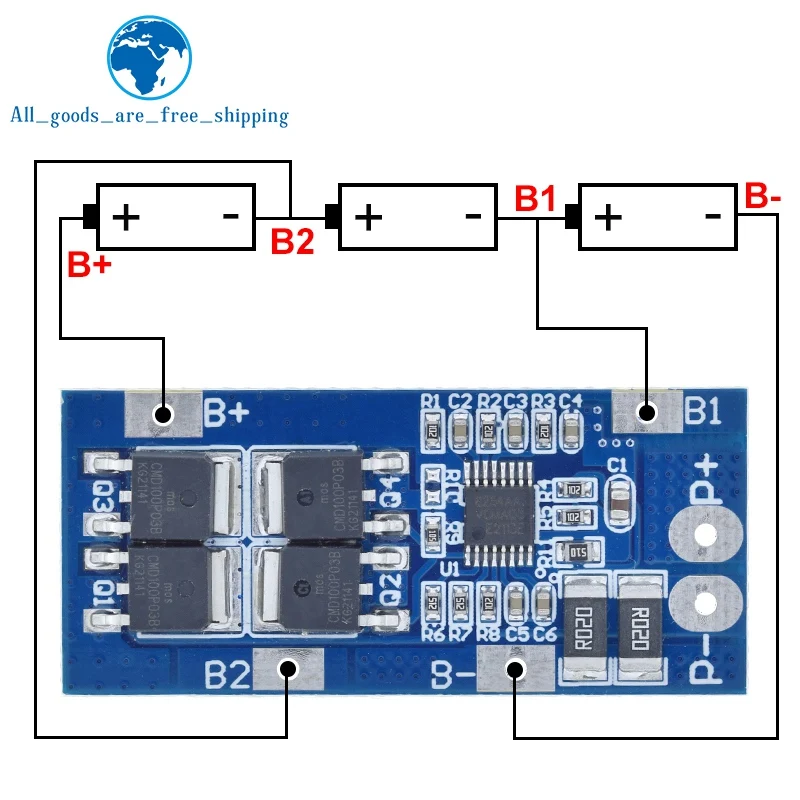 1/3PCS 3S 20A BMS 18650 Li-ion Lithium Battery Charger Protection Board 10.8V 11.1V 12V 12.6V Electric 15A Lipo