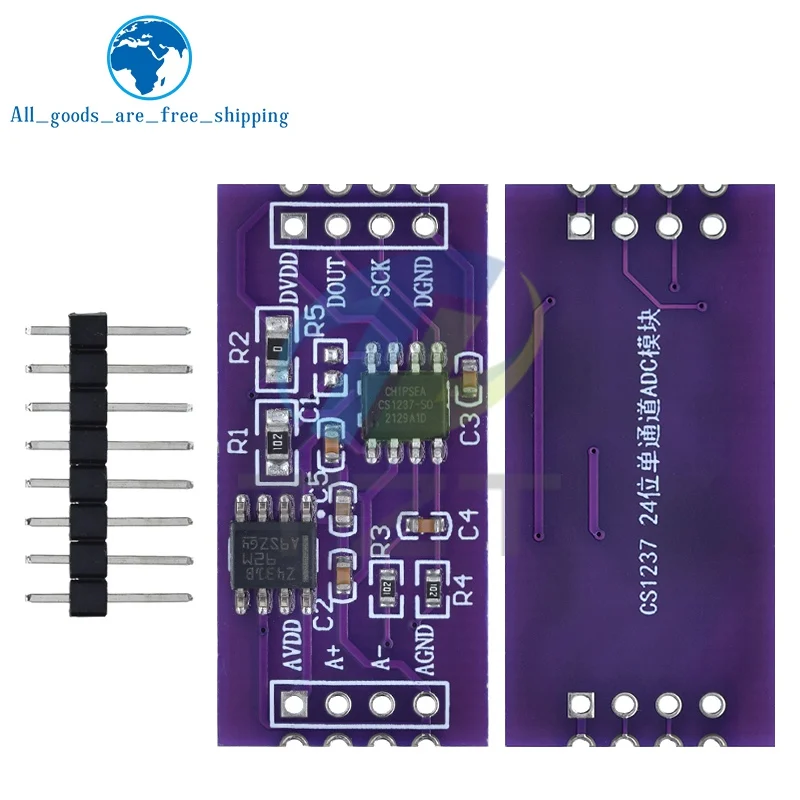 TZT 1/3PCS CS1237 24-bit ADC Module Onboard TL431 External Reference Chip Single-Channel Weighing Sensing 24bit For Arduino
