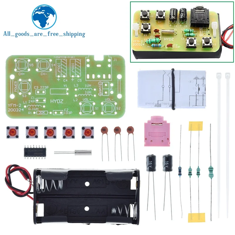 TZT 1/3PCS 76-108MHz FM Stereo Radio DIY Kit FM Receiver Module Frequency Modulation Electronics Soldering Practice Project